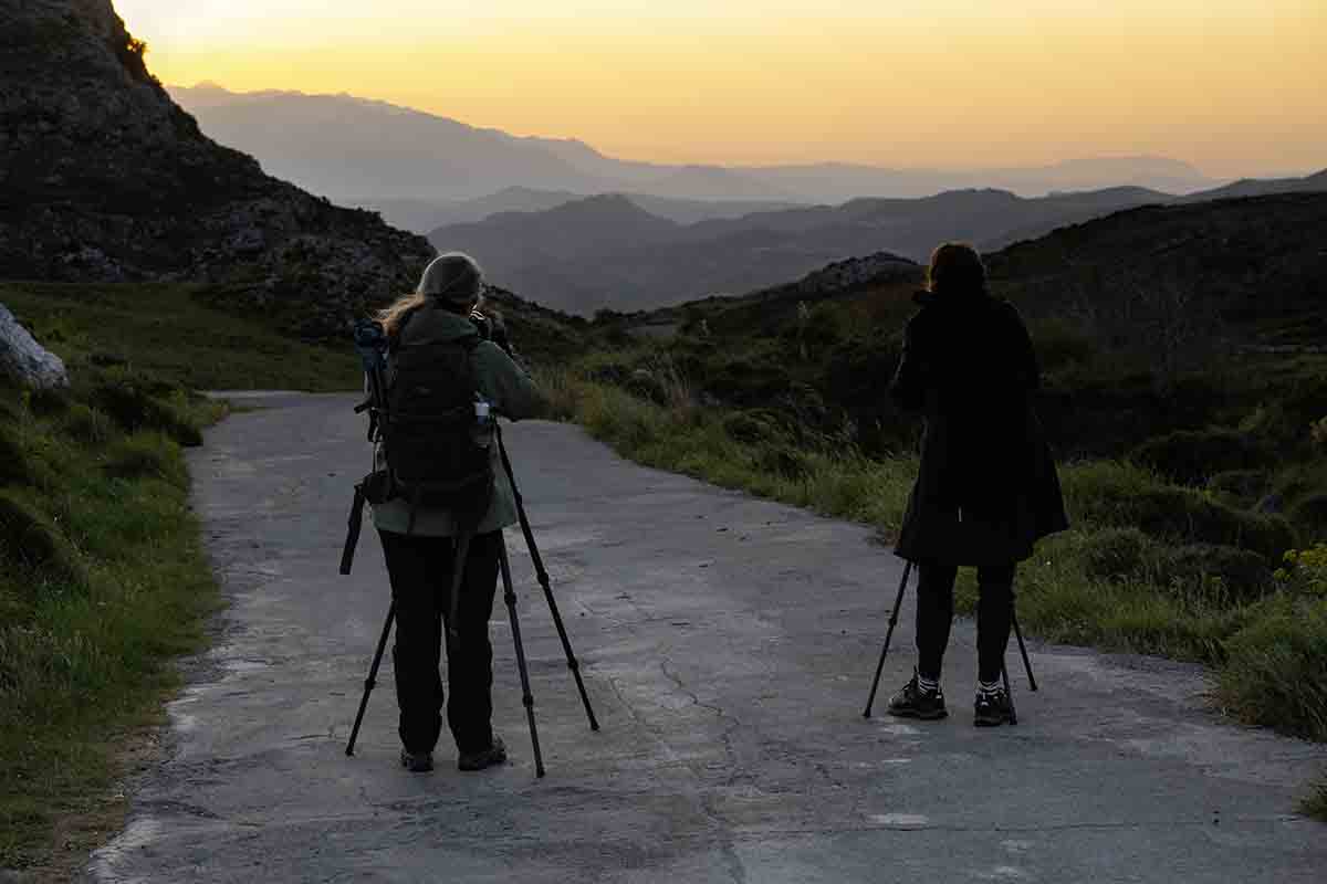 Het fotograferen van het atmosferisch perspectief van het berggebied van Kreta